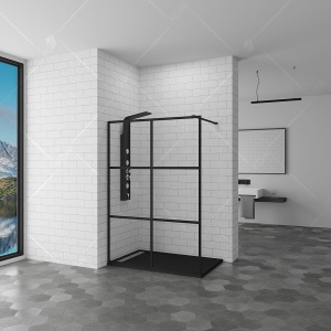 RGW WA-11-B  Душевая перегородка 70*200 Чёрный/Прозрачное (Принт)/8 мм (680-700) (Easy)