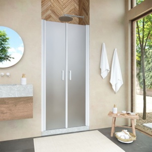 Дверь в душевой проем Е2Р 95 01 10 профиль белый стекло сатин