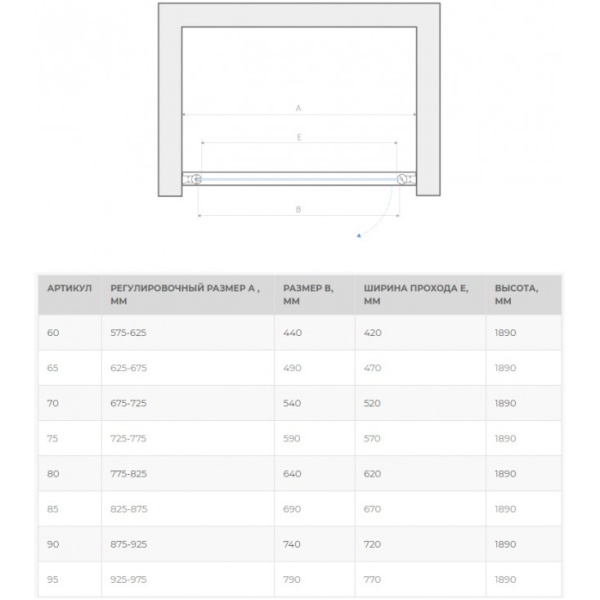 Душевая дверь 80 см Vegas Glass в Сочи и Адлере