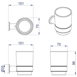 Стакан керамический AZARIO FORNY, хром (AZ-88306) в Сочи и Адлере