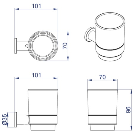 Стакан керамический AZARIO FORNY, хром (AZ-88306) в Сочи и Адлере