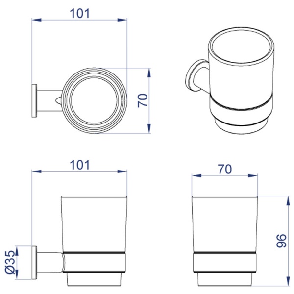 Стакан керамический AZARIO FORNY, хром (AZ-88306) в Сочи и Адлере