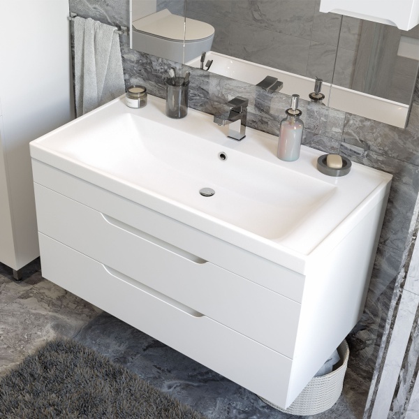 Soho Quadro 80/2 тумба подвесная с доводчиком (дополнительно раковина Deep-80) в Сочи и Адлере