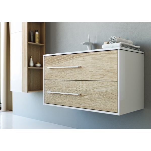 МАЙАМИ 90/L Тумба подвесная ЛЕВАЯ, два ящика, c раковиной MALAGA 900L (Ш92хВ54хГ45) в Сочи и Адлере МАЙАМИ 90/L Тумба подвесная ЛЕВАЯ, два ящика, c раковиной MALAGA 900L (Ш92хВ54хГ45) в Сочи и Адлере