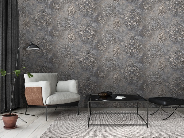 Обои Victoria Stenova Leonardo винил на флизелиновой основе, 1.06*10.05 м, золотисто-графитовый мотив в Сочи и Адлере