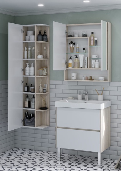 Сканди 70 зеркало-шкаф Белый/Дуб Верона в Сочи и Адлере