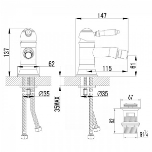 Смеситель Lemark Villa LM4808C для биде с донным клапаном клик-клак, хром в Сочи и Адлере Смеситель Lemark Villa LM4808C для биде с донным клапаном клик-клак, хром в Сочи и Адлере