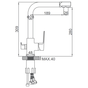 Смеситель для кухни со встроенным фильтром (краном) под питьевую воду Ledeme H80B L4080B-3 в Сочи и Адлере