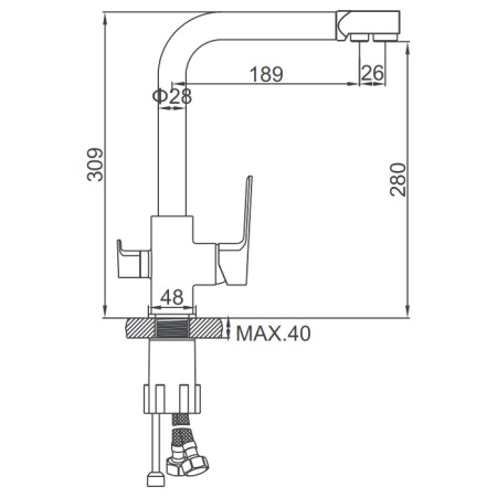 Смеситель для кухни со встроенным фильтром (краном) под питьевую воду Ledeme H80B L4080B-3 в Сочи и Адлере