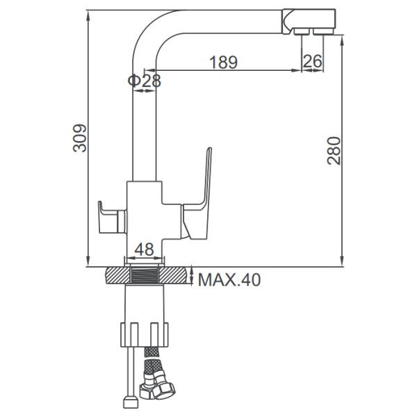 Смеситель для кухни со встроенным фильтром (краном) под питьевую воду Ledeme H80B L4080B-3 в Сочи и Адлере