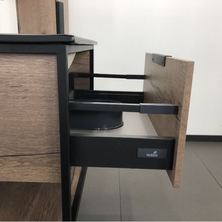 COMFORTY. Тумба-умывальник "Бонн-90" дуб темный с раковиной COMFORTY 90E черная матовая в Сочи и Адлере