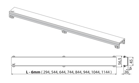 GL1204-850 GLASS - Решетка для водоотводящего желоба (Стекло черное ) в Сочи и Адлере