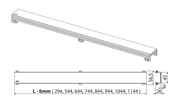 GL1204-850 GLASS - Решетка для водоотводящего желоба (Стекло черное ) в Сочи и Адлере