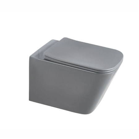 CUBE 2 GREY унитаз подвесной с серой матовой крышкой Soft-close БЕЗОБОДКОВЫЙ	