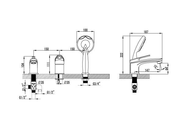 Смеситель встраиваемый Lemark Luna LM4145C универсальный в Сочи и Адлере