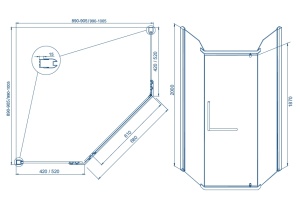 Душевое ограждение трапеция без поддона Arena Pentagon 100(с дугами и аксессуарами) в Сочи и Адлере