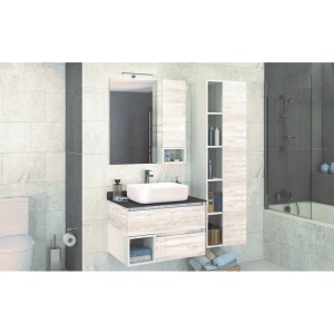 COMFORTY Зеркало-шкаф "Прага-75" дуб белый в Сочи и Адлере COMFORTY Зеркало-шкаф "Прага-75" дуб белый в Сочи и Адлере