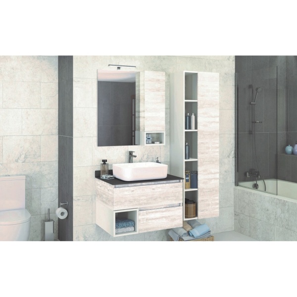 COMFORTY Зеркало-шкаф "Прага-75" дуб белый в Сочи и Адлере COMFORTY Зеркало-шкаф "Прага-75" дуб белый в Сочи и Адлере