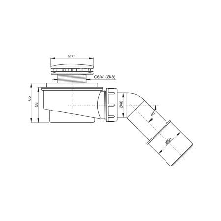 Выпускной комплект для душевого поддона заниженный, хром пластик замена на AG210252150 в Сочи и Адлере