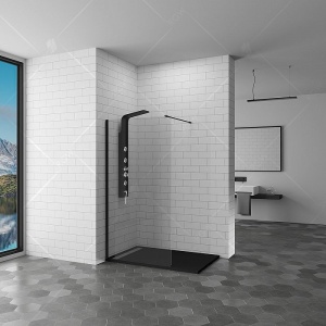 Перегородка для душа RGW WA-10 700х1950 профиль черный, стекло прозрачное 