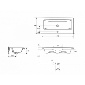 COMO 90 Раковина  встраиваемая 1 отв., белый, Сорт1, в Сочи и Адлере COMO 90 Раковина  встраиваемая 1 отв., белый, Сорт1, в Сочи и Адлере