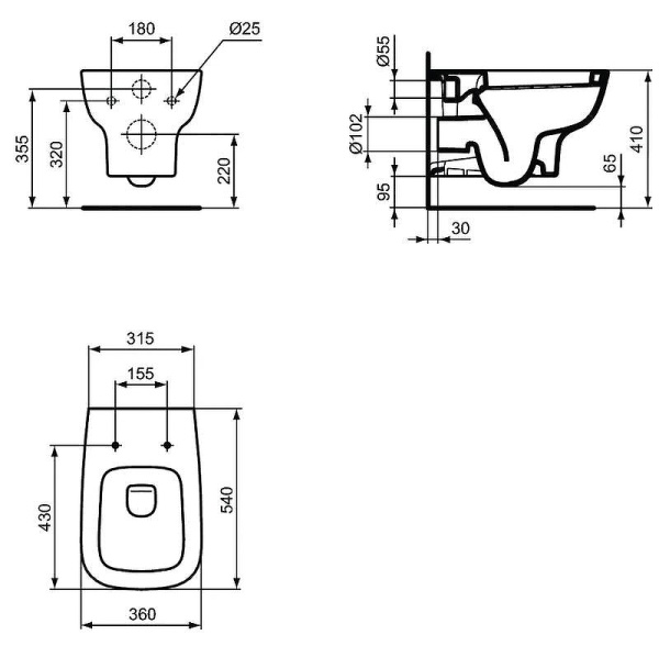 Т281401 ESEDRA Подвесной унитаз, глубокий смыв, с крепежом TT0299598 , сидение и крышка заказывается дополнительно  в Сочи и Адлере
