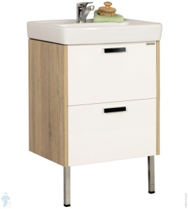 ЙОРК 55 тумба-умывальник белый/дуб сонома (дрея Q-55) ЙОРК 55 тумба-умывальник белый/дуб сонома (дрея Q-55)