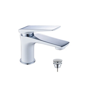 Смеситель Lemark Allegro LM5906CW для умывальника монолитный, хром/белый Смеситель Lemark Allegro LM5906CW для умывальника монолитный, хром/белый