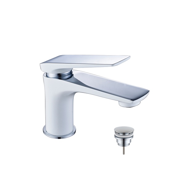 Смеситель Lemark Allegro LM5906CW для умывальника монолитный, хром/белый Смеситель Lemark Allegro LM5906CW для умывальника монолитный, хром/белый