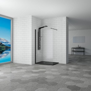 RGW WA-10-B Душевая перегородка 80*195 Чёрный/Прозрачное/8 мм (Easy)		