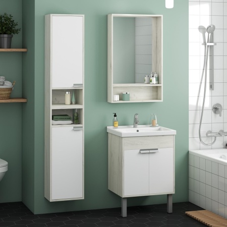 Флай 60 Зеркало-Шкаф белый, дуб крафт в Сочи и Адлере