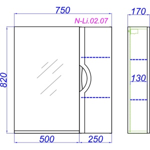 Н-ЛАЙН 75 Панель с зеркалом и шкафчиком в Сочи и Адлере Н-ЛАЙН 75 Панель с зеркалом и шкафчиком в Сочи и Адлере
