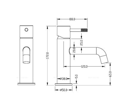 Смеситель для умывальника, Uno. Shine Gun Metall в Сочи и Адлере Смеситель для умывальника, Uno. Shine Gun Metall в Сочи и Адлере
