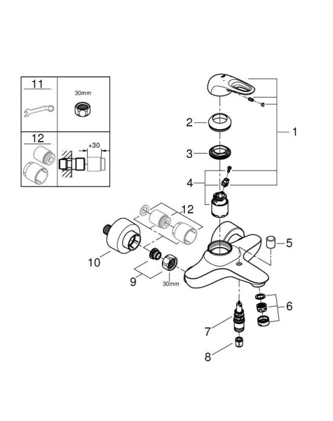 33591LS3 Смеситель для ванны GROHE Eurostyle new, белая луна  в Сочи и Адлере