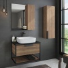 COMFORTY Тумба-умывальник "Кёльн-75" дуб темный с черной столешницей с раковиной COMFORTY T-Y9378 в Сочи и Адлере