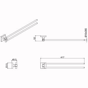 Полотенцедержатель AZARIO RINA двойной, поворотный, хром (AZ-87002A) в Сочи и Адлере