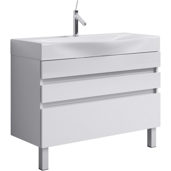 БЕРГАМО 100 Тумба на ножках, три ящика, с умывальником из литьевого мрамора БЕРГАМО 100 (Ш100хВ85,5хГ50,5) БЕРГАМО 100 Тумба на ножках, три ящика, с умывальником из литьевого мрамора БЕРГАМО 100 (Ш100хВ85,5хГ50,5)