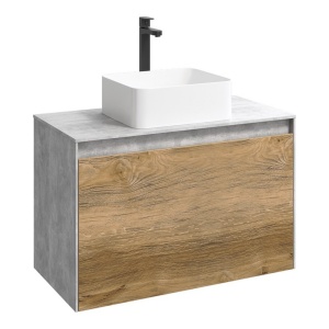 MOBI 80 комплект: Тумба подвесная БЕТОН СВЕТЛЫЙ BS, фасад ДУБ БАЛТИЙСКИЙ DB, два ящика, без раковины (Ш80хВ65хГ50) MOBI 80 комплект: Тумба подвесная БЕТОН СВЕТЛЫЙ BS, фасад ДУБ БАЛТИЙСКИЙ DB, два ящика, без раковины (Ш80хВ65хГ50)