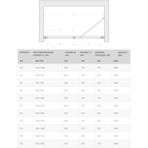 Дверь в душевой проем EP-F-1 130 08 R04 R профиль глянцевый хром стекло ретро в Сочи и Адлере