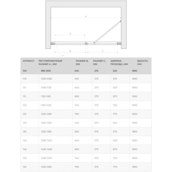 Дверь в душевой проем EP-F-1 130 08 R04 R профиль глянцевый хром стекло ретро в Сочи и Адлере
