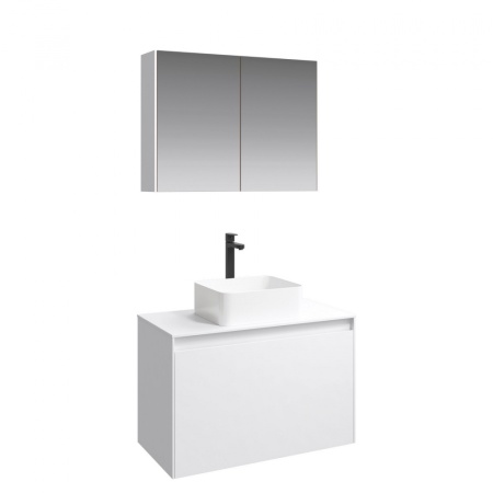 MOBI 80 комплект: Тумба подвесная ДУБ БЕЛЫЙ  W, фасад ДУБ БЕЛЫЙ W, два ящика, без раковины (Ш80хВ65хГ50) в Сочи и Адлере