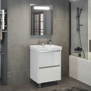 COMFORTY Тумба-умывальник "Дублин-60" белый глянец с раковиной COMFORTY 8056 COMFORTY Тумба-умывальник "Дублин-60" белый глянец с раковиной COMFORTY 8056