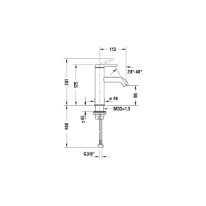 Duravit Смеситель для раковины С.1, однорычажный, керамический картридж, на раковину, высота 201, вынос излива 133, неподвижный, гибкая подводка,  в Сочи и Адлере Duravit Смеситель для раковины С.1, однорычажный, керамический картридж, на раковину, высота 201, вынос излива 133, неподвижный, гибкая подводка,  в Сочи и Адлере