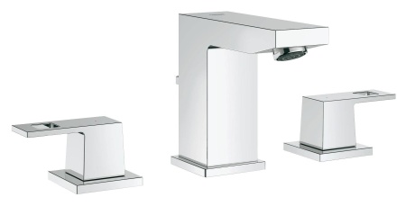 20351000 Смеситель для раковины GROHE Eurocube на 3 отверстия с донным клапаном, хром (20351000)