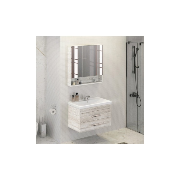 COMFORTY Зеркало-шкаф "Никосия-80" дуб белый в Сочи и Адлере COMFORTY Зеркало-шкаф "Никосия-80" дуб белый в Сочи и Адлере