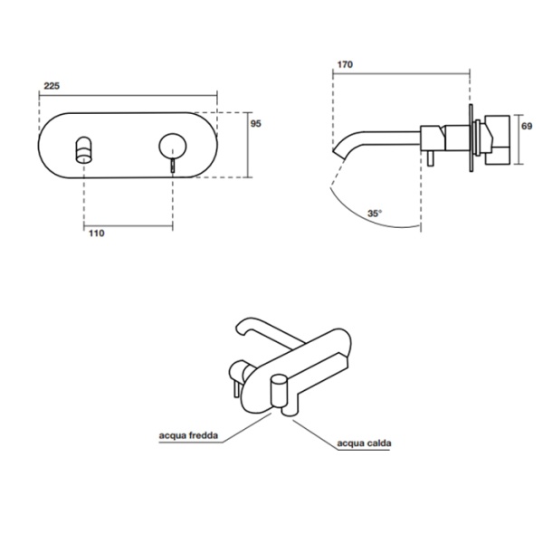 Kerasan Nolita Смеситель для раковины, встраиваемый, без донного клапана, излив 170мм с внутр.частью, цвет: никель в Сочи и Адлере Kerasan Nolita Смеситель для раковины, встраиваемый, без донного клапана, излив 170мм с внутр.частью, цвет: никель в Сочи и Адлере