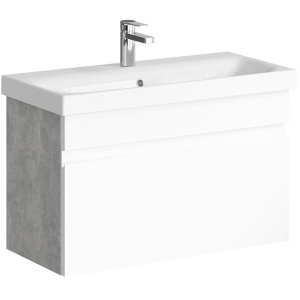 СМАРТ 80 Тумба БЕТОН СВЕТЛЫЙ подвесная, один ящик, с раковиной MODUO SLIM 80 (Ш80хВ51хГ38) SRT0108BS+UM-MOD80SL/1  СМАРТ 80 Тумба БЕТОН СВЕТЛЫЙ подвесная, один ящик, с раковиной MODUO SLIM 80 (Ш80хВ51хГ38) SRT0108BS+UM-MOD80SL/1