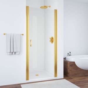Дверь в душевой проем ЕР 60 09 01 профиль золото стекло прозрачное