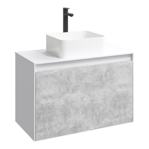 MOBI 80 комплект: Тумба подвесная БЕЛАЯ W, фасад БЕТОН СВЕТЛЫЙ BS, два ящика, без раковины (Ш80хВ65хГ50) MOBI 80 комплект: Тумба подвесная БЕЛАЯ W, фасад БЕТОН СВЕТЛЫЙ BS, два ящика, без раковины (Ш80хВ65хГ50)