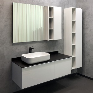 COMFORTY Тумба-умывальник "Милан-120" белый глянец с антрацитовой столешницей, с раковиной COMFORTY T-Y9378	 в Сочи и Адлере COMFORTY Тумба-умывальник "Милан-120" белый глянец с антрацитовой столешницей, с раковиной COMFORTY T-Y9378	 в Сочи и Адлере